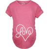 Maternity Love Script Heart T Shirt Cute Adorable Bump Pregnancy Tee(Heather Pink)