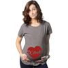 Maternity XOXO Script Heart Cute Pregnancy Announcement T Shirt(Dark Heather Grey)