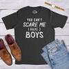 Mens You Cant Scare Me I Have A Daughter, Boys, Girls, and More T Shirts Funny Dad Tees for Father’s Day(Heather Black – Two Boys)