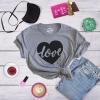 Womens Valentines Shirts Cute Heart T Shirts Funny Valentines Day Tees for Ladies(Dark Heather Grey – Love Heart)