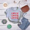 Womens Valentines Shirts Cute Heart T Shirts Funny Valentines Day Tees for Ladies(Light Heather Grey – Love 3x)