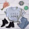 Womens Valentines Shirts Cute Heart T Shirts Funny Valentines Day Tees for Ladies(Light Heather Grey – Love Sign)