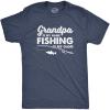 Crazy Dog Dad Fishing Shirts Funny Father’s Day Reel Cool Dad Papa Grandpa Tees(Heather Navy – Grandpa is My Name)