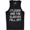 Crazy Dog Mens I Flexed and The Sleeves Fell Off Tank Top Funny Gym Workout Tee(Black)