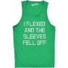 Crazy Dog Mens I Flexed and The Sleeves Fell Off Tank Top Funny Gym Workout Tee(Green)
