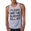 Crazy Dog Mens I Flexed and The Sleeves Fell Off Tank Top Funny Gym Workout Tee(Light Heather Grey)