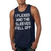 Crazy Dog Mens I Flexed and The Sleeves Fell Off Tank Top Funny Gym Workout Tee(Navy)