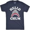 Funny Shark T Shirts for Men Jaws Shirts for Guys Funny Graphic Tees for Shark Week(Heather Navy – Hello Chum)