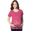 Maternity Love Script Heart T Shirt Cute Adorable Bump Pregnancy Tee(Heather Pink)