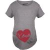 Maternity XOXO Script Heart Cute Pregnancy Announcement T Shirt(Dark Heather Grey)