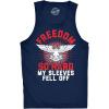 Mens Fitness Tank Freedom so Hard My Sleeves Fell Off Tanktop Funny USA 4th of July Shirt(Navy)