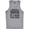 Mens Fitness Tank Official Firework Technician Tanktop Funny Fourth of July Tee for Guys(Light Heather Grey)