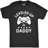 Mens Leveled Up to Daddy T Shirt Funny Video Game Fathers Day Tee(Heather Black)