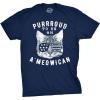 Mens Purroud to Be an Ameowican T Shirt Funny 4th of July Cat Tee for Guys(Navy)
