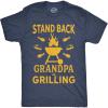 Mens Stand Back Grandpa is Grilling T Shirt Funny Fathers Day BBQ Tee for Guys(Heather Navy – Grandpa Grilling)