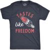 Mens Tastes Like Freedom T Shirt Funny Cool Fourth of July Party Popsicle Tee for Guys(Heather Navy)