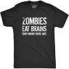 Mens Zombies Eat Brains so You’re Safe Funny T Shirt Sarcastic Humor Halloween(Heather Black)