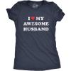 Womens I Love My Awesome Husband T Shirt Cute Relationship Married Tee(Heather Navy)