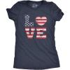 Womens Love American Flag T Shirt Cute Patriotic Red White and Blue Tee(Heather Navy – Love Flag)