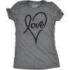 Womens Valentines Shirts Cute Heart T Shirts Funny Valentines Day Tees for Ladies(Dark Heather Grey – Love Cursive)
