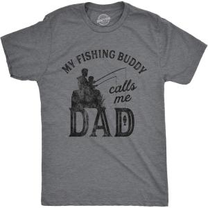 Crazy Dog Dad Fishing Shirts Funny Father’s Day Reel Cool Dad Papa Grandpa Tees(Dark Heather Grey – Calls Me Dad)