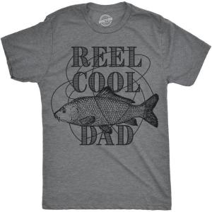 Crazy Dog Dad Fishing Shirts Funny Father’s Day Reel Cool Dad Papa Grandpa Tees(Dark Heather Grey – Reel Cool Dad)
