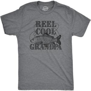 Crazy Dog Dad Fishing Shirts Funny Father’s Day Reel Cool Dad Papa Grandpa Tees(Dark Heather Grey – Reel Cool Grandpa)