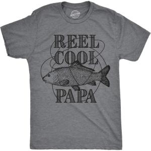 Crazy Dog Dad Fishing Shirts Funny Father’s Day Reel Cool Dad Papa Grandpa Tees(Dark Heather Grey – Reel Cool Papa)