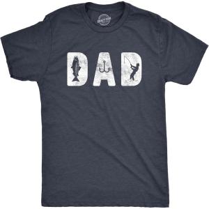 Crazy Dog Dad Fishing Shirts Funny Father’s Day Reel Cool Dad Papa Grandpa Tees(Heather Navy – Dad)
