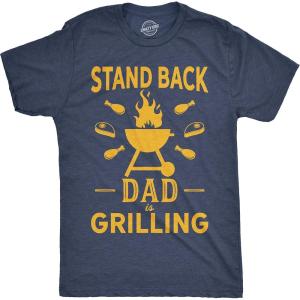 Crazy Dog Dad Fishing Shirts Funny Father’s Day Reel Cool Dad Papa Grandpa Tees(Heather Navy – Dad Grilling)