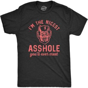 Crazy Dog Mens Sarcastic Humor T Shirts Funny Graphic Novelty Tees for Guys(Heather Black – Nicest Ahole)