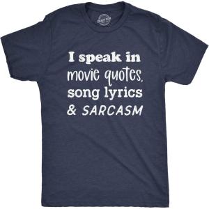 Crazy Dog Mens Sarcastic Humor T Shirts Funny Graphic Novelty Tees for Guys(Heather Navy – Quotes Lyrics Sarcasm)