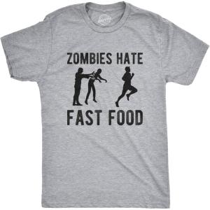 Crazy Dog Mens Sarcastic Humor T Shirts Funny Graphic Novelty Tees for Guys(Light Heather Grey – Fast Food)