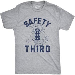 Crazy Dog Mens Sarcastic Humor T Shirts Funny Graphic Novelty Tees for Guys(Light Heather Grey – Safety Third)