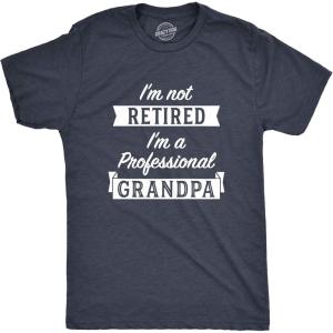 Crazy Dog Mens T Shirt Im Not Retired Im A Professional Grandpa Funny Retirement Tee(Heather Navy)