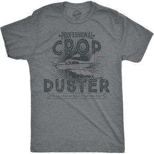 Crazy Dog Mens T Shirt Professional Crop Duster Funny Fart Shirt for Men(Dark Heather Grey)