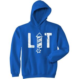 Crazy Dog T-Shirts Lit Fireworks Hoodie Funny 4th of July USA Independence Day Merica Sweatshirt(Royal)