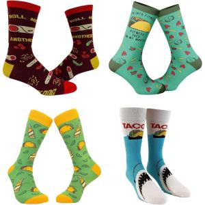 Crazy Dog T-Shirts Mens Funny Taco Socks With Awesome Graphics for Men(Taco 4 Pack)