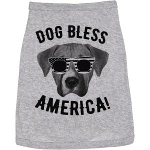 Dog Bless America Patriotic Shirt – Funny 4th of July Clothes for Dogs USA Pet Apparel – Soft Cotton Fit Small Medium Large Breeds Cool Summer Outfit for Independence Day Grey, M(XX-Large)