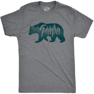 Funny Animal Dad T Shirts The Best Bucking Papa Bear Tees for Dadasaurus(Dark Heather Grey – Trees)