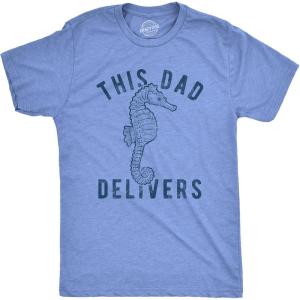 Funny Animal Dad T Shirts The Best Bucking Papa Bear Tees for Dadasaurus(Heather Light Blue – Dad Delivers)