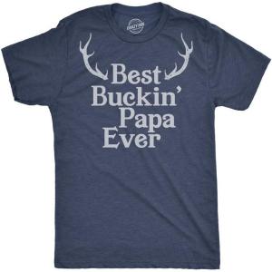 Funny Animal Dad T Shirts The Best Bucking Papa Bear Tees for Dadasaurus(Heather Navy – Buckin Papa)