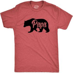 Funny Animal Dad T Shirts The Best Bucking Papa Bear Tees for Dadasaurus(Heather Red – Papa Bear)