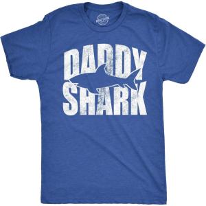 Funny Animal Dad T Shirts The Best Bucking Papa Bear Tees for Dadasaurus(Heather Royal – Daddy Shark Silhouette)