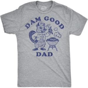 Funny Animal Dad T Shirts The Best Bucking Papa Bear Tees for Dadasaurus(Light Heather Grey – Dam Good Dad)