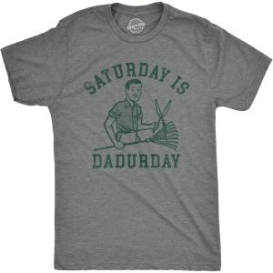 Funny Dad Shirts for Handyman Lawn and Garage Tees for Fathers Day Mechanic Shirts for Dads(Dark Heather Grey – Dadurday)