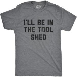 Funny Dad Shirts for Handyman Lawn and Garage Tees for Fathers Day Mechanic Shirts for Dads(Dark Heather Grey – Toolshed)