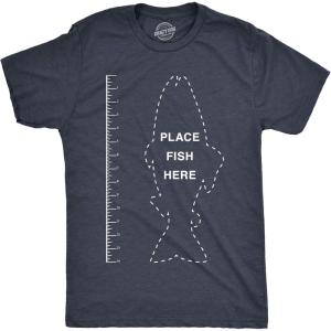 Funny Dad Shirts for Handyman Lawn and Garage Tees for Fathers Day Mechanic Shirts for Dads(Heather Navy – Fish Ruler)