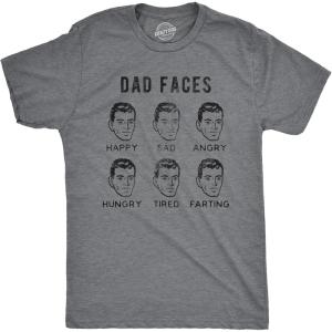 Funny Dad T Shirts Manly Tees for Parents Cool Mens Shirts for Fathers Day(Dark Heather Grey – Dad Faces)