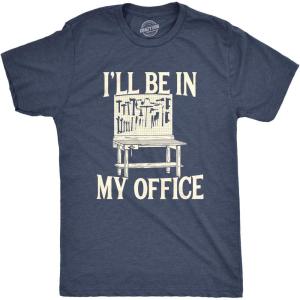 Funny Dad T Shirts Manly Tees for Parents Cool Mens Shirts for Fathers Day(Heather Navy – in My Office)
